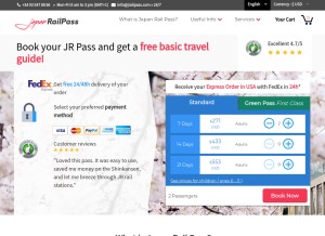 How jrailpass.com looks like on a tablet such as an iPad.