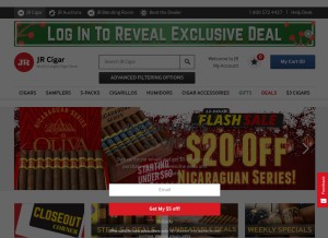 How jrcigars.com looks like on a tablet such as an iPad.
