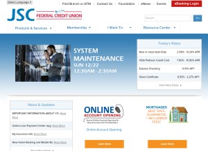 How jscfcu.org looks like on a tablet such as an iPad.