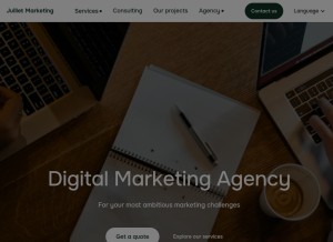 How juilletmarketing.com looks like on a tablet such as an iPad.