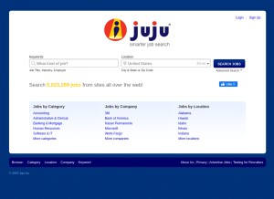 How juju.com looks like on a tablet such as an iPad.