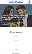How juliadates.com looks like on a mobile device such as an iPhone.