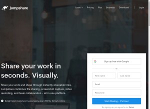 How jumpshare.com looks like on a tablet such as an iPad.