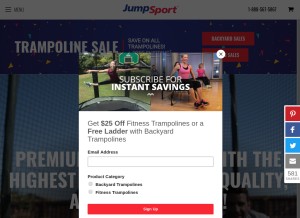 How jumpsport.com looks like on a tablet such as an iPad.