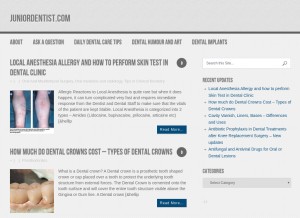How juniordentist.com looks like on a tablet such as an iPad.