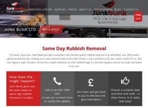 How junkbunk.co.uk looks like on a tablet such as an iPad.