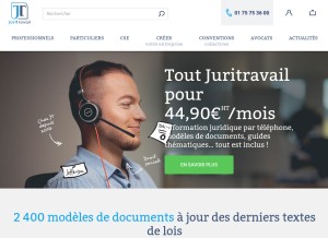 How juritravail.com looks like on a tablet such as an iPad.