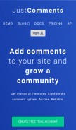 How just-comments.com looks like on a mobile device such as an iPhone.
