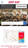 How just-eat.dk looks like on a mobile device such as an iPhone.