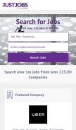 How just-jobs.com looks like on a mobile device such as an iPhone.