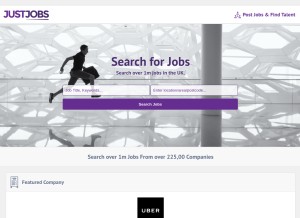 How just-jobs.com looks like on a tablet such as an iPad.