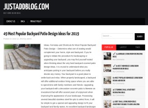 How justaddblog.com looks like on a tablet such as an iPad.