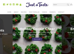 How justataste.com looks like on a tablet such as an iPad.