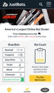 How justbats.com looks like on a mobile device such as an iPhone.