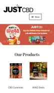 How justcbdstore.com looks like on a mobile device such as an iPhone.