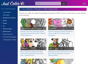 How justcolor.net looks like on a tablet such as an iPad.