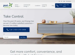 How justenergy.com looks like on a tablet such as an iPad.