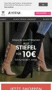 How justfab.de looks like on a mobile device such as an iPhone.
