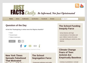 How justfactsdaily.com looks like on a tablet such as an iPad.