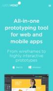 How justinmind.com looks like on a mobile device such as an iPhone.