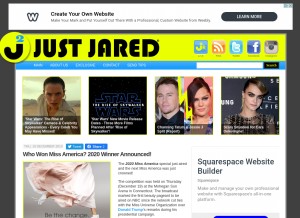 How justjared.com looks like on a tablet such as an iPad.
