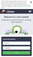 How justlanded.com looks like on a mobile device such as an iPhone.