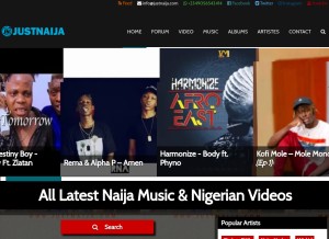 How justnaija.com looks like on a tablet such as an iPad.