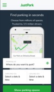 How justpark.com looks like on a mobile device such as an iPhone.