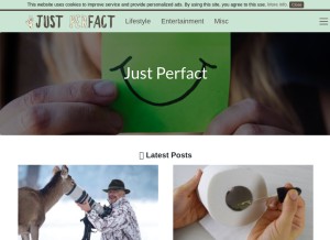 How justperfact.com looks like on a tablet such as an iPad.