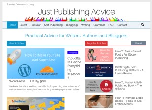 How justpublishingadvice.com looks like on a tablet such as an iPad.
