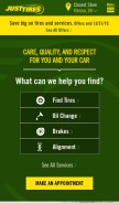 How justtires.com looks like on a mobile device such as an iPhone.