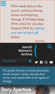 How jwa.org looks like on a mobile device such as an iPhone.