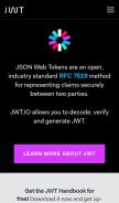 How jwt.io looks like on a mobile device such as an iPhone.