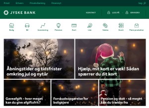 How jyskebank.dk looks like on a tablet such as an iPad.