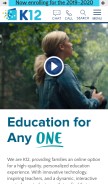 How k12.com looks like on a mobile device such as an iPhone.