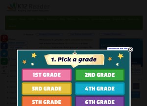 How k12reader.com looks like on a tablet such as an iPad.