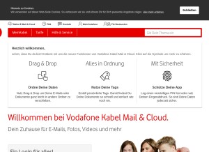 How kabelmail.de looks like on a tablet such as an iPad.