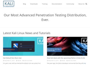 How kali.org looks like on a tablet such as an iPad.