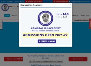 How kamarajiasacademy.com looks like on a tablet such as an iPad.