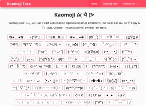 How kaomojiface.com looks like on a tablet such as an iPad.