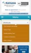 How karmanos.org looks like on a mobile device such as an iPhone.
