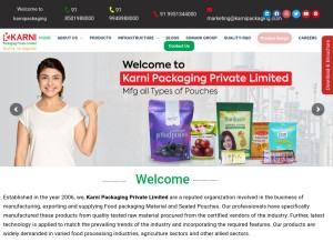 How karnipackaging.com looks like on a tablet such as an iPad.