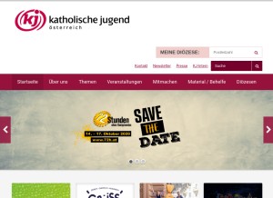 How katholische-jugend.at looks like on a tablet such as an iPad.