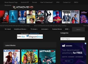 How katmoviehd.to looks like on a tablet such as an iPad.