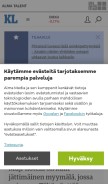 How kauppalehti.fi looks like on a mobile device such as an iPhone.