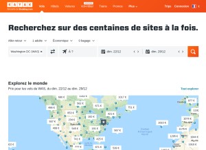 How kayak.fr looks like on a tablet such as an iPad.