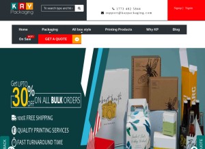 How kaypackaging.com looks like on a tablet such as an iPad.