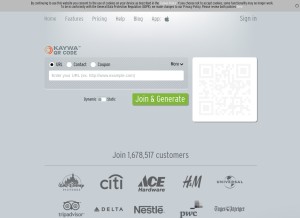 How kaywa.com looks like on a tablet such as an iPad.