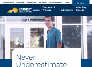 How kctcs.edu looks like on a tablet such as an iPad.