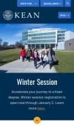 How kean.edu looks like on a mobile device such as an iPhone.
